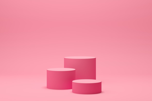 3d render abstract geometry shape podium scene with pink background for display and product 