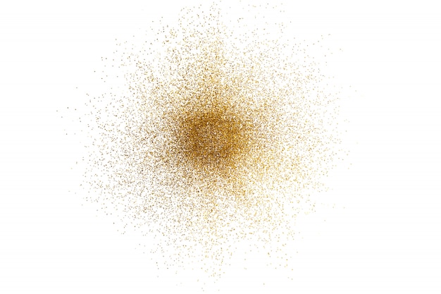 3d render of abstract golden glitter splash on white background.