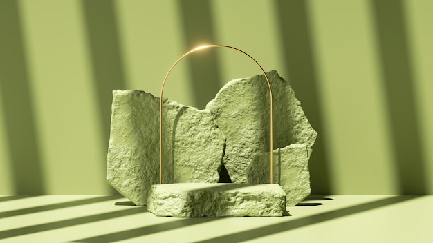 3d render abstract green background with shadow and bright sunlight