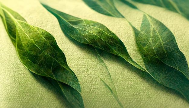 3D Render Abstract of Green Leaf Texture Background Natural background and wallpaper