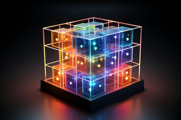 3d render abstract hologram geometric shape