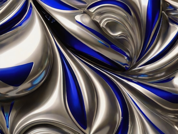 3d render of abstract metallic background with waves and lines in it