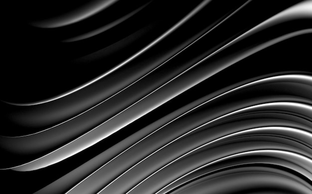 3d render of abstract metallic wavy 3s background with organic round curved and smooth lines