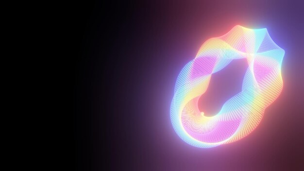 Rendering 3d, sfondo astratto minimale, cerchio luminoso, luci al neon arcobaleno rosa blu, spettro ultravioletto, carta da parati dal design futuristico per banner, poster, copertina, volantino, presentazione, pubblicità