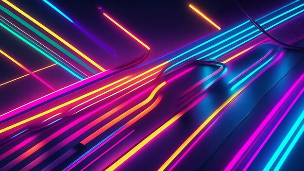 3D render abstract minimal glowing Neon line background and wallpaper ai generated