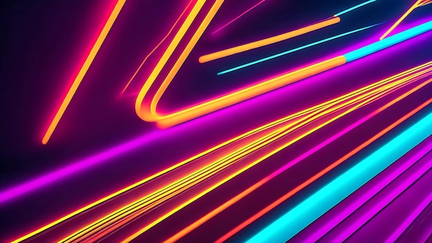 3D render abstract minimal glowing Neon line background and wallpaper ai generated