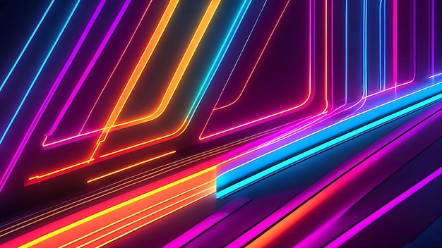3D render abstract minimal glowing Neon line background and wallpaper ai generated