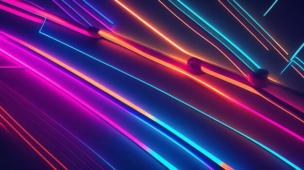 3D render abstract minimal glowing Neon line background and wallpaper ai generative