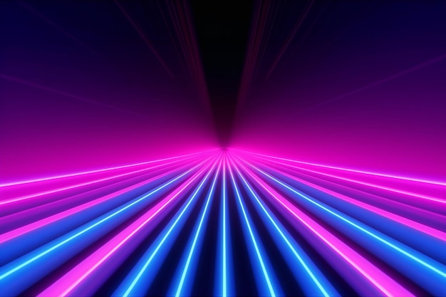 3d render abstract minimal neon background pink blue neon lines going up generative ai