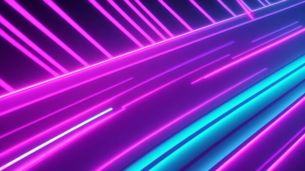 3d render abstract minimal neon background pink blue neon lines going up glowing in ultraviolet