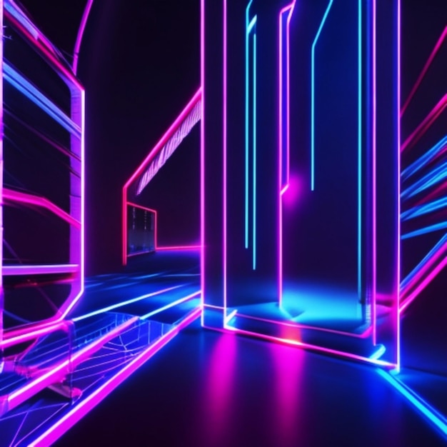 3d Render Abstract Minimal Neon Background