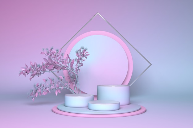 3d render abstract minimal pink blue background