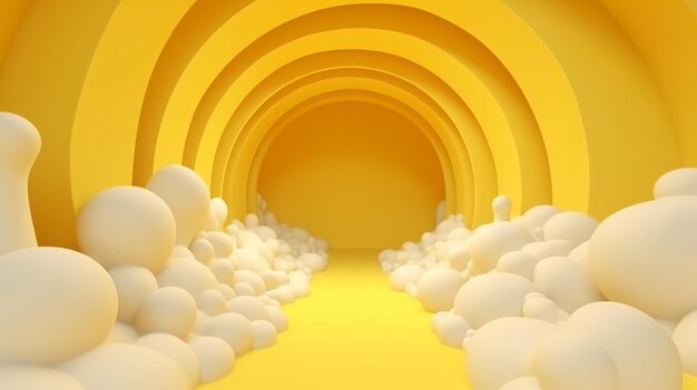 3d render abstract minimal yellow background generative ai