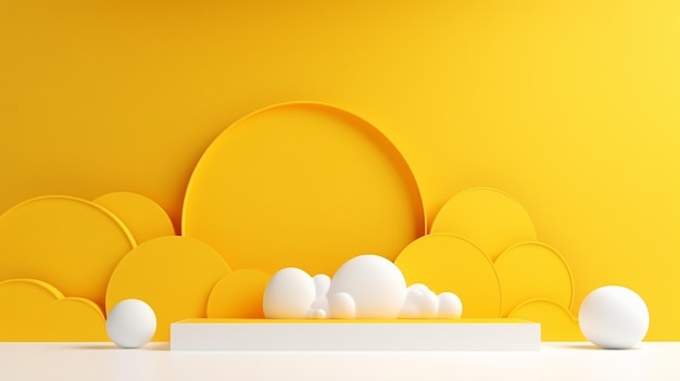 3d render abstract minimal yellow background