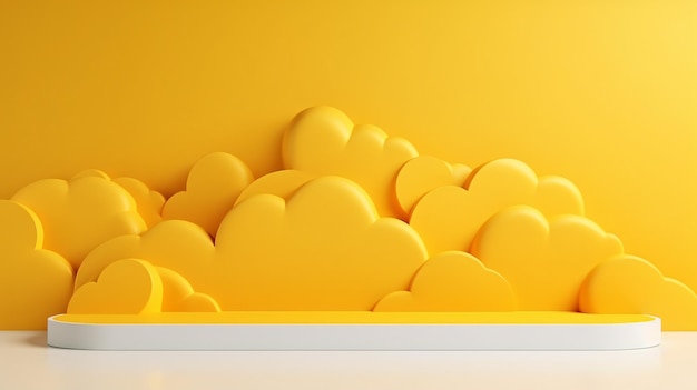3D render abstract minimal yellow background