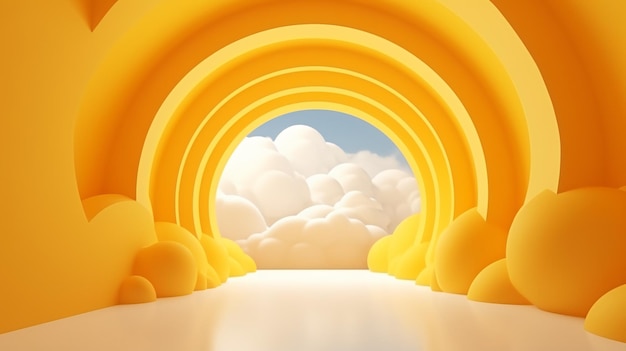 3D render abstract minimal yellow background