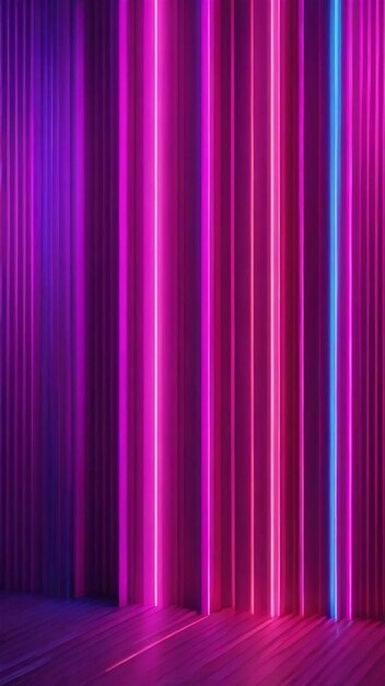 3d render abstract minimale achtergrond verticale roze blauwe neonlijnen die gloeien in het ultraviolette spectrum