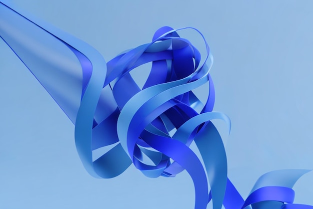 3d render abstract modern blue background folded ribbons macro fashion wallpaper with wavy layers and ruffles