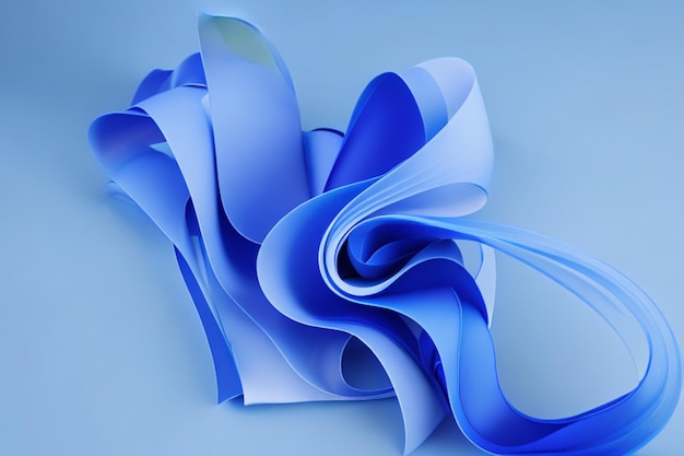3 d レンダリング抽象的なモダンな青い背景折りリボン マクロ ファッション壁紙波状の層とフリル