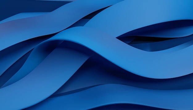 Photo 3d render abstract modern blue background folded ribbons macro fashion wallpaper with wavy layers