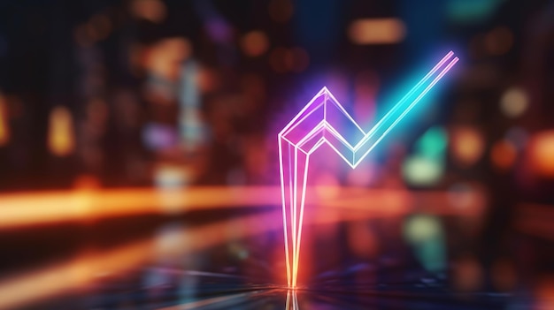 3d render abstract neon arrow pointing right direction Generative ai