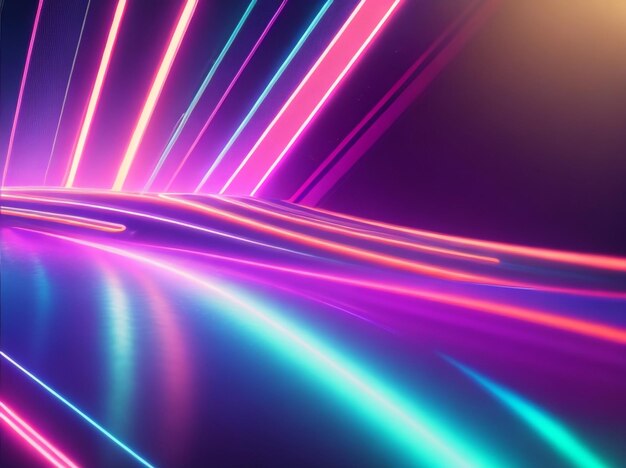 3d render abstract neon background colorful glow