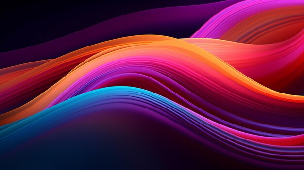 3d render abstract neon background with glowing lines dark wall illuminated Generative AI