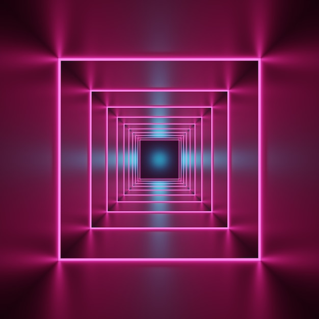 3d render, abstract neon geometric background.