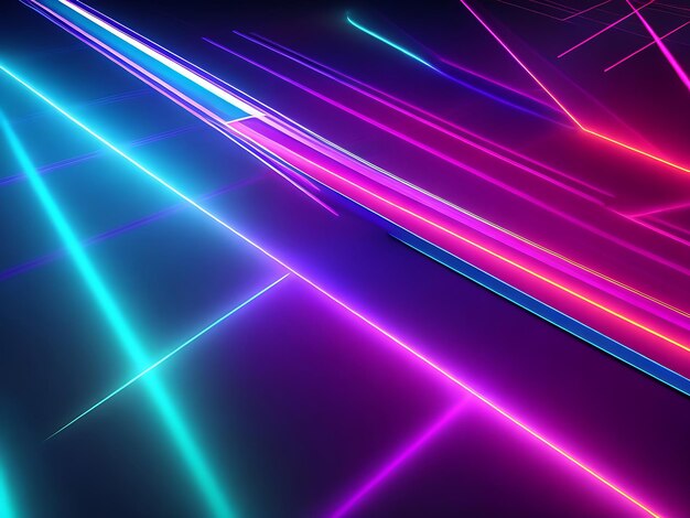 3d render abstract panoramic background with tunnel turn Lines glowing in ultraviolet light purple