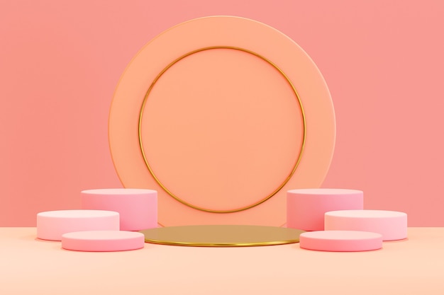 Foto rendering 3d, astratto sfondo pastello con forma geometrica, podio per prodotto, concetto minimo, colore autunnale