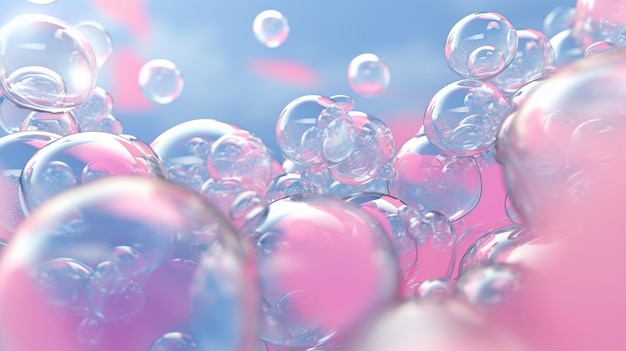 3D render abstract pastel pink pink blue background with bubbles Generative AI