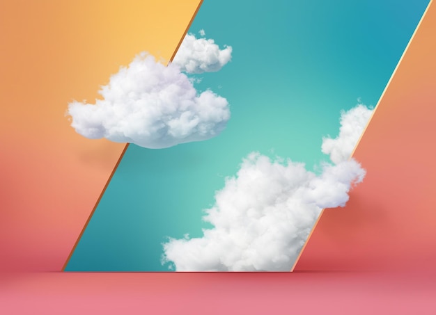 3D レンダリング アブストラクト 黒い背景と白い雲