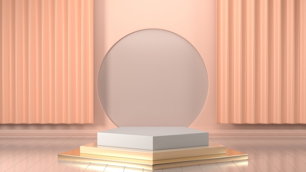 3d Render of abstract pink color geometric shape , modern minimalist mockup for podium display or showcase