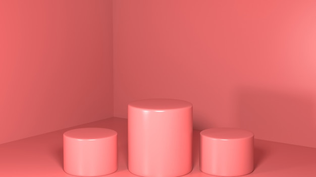 3d Render of abstract pink color geometric shape , modern minimalist mockup for podium display or showcase