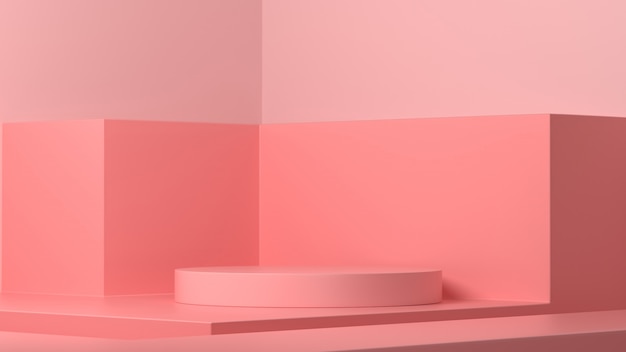 3d render of abstract pink color geometric shape , modern minimalist mockup for podium display or showcase