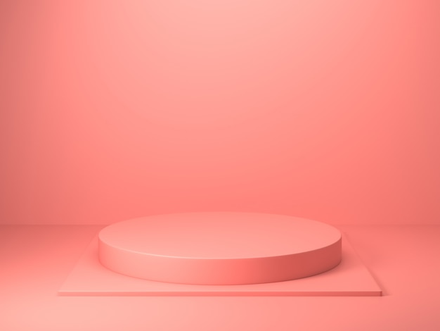 3d Render of abstract pink color geometric shape , modern minimalist mockup for podium display or showcase