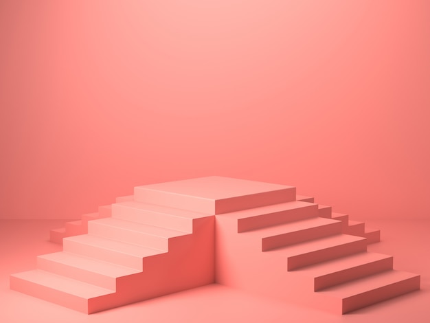 3d Render of abstract pink color geometric shape , modern minimalist mockup for podium display or showcase