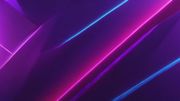 3d render of abstract purple faceted background with pink blue glowing neon lines