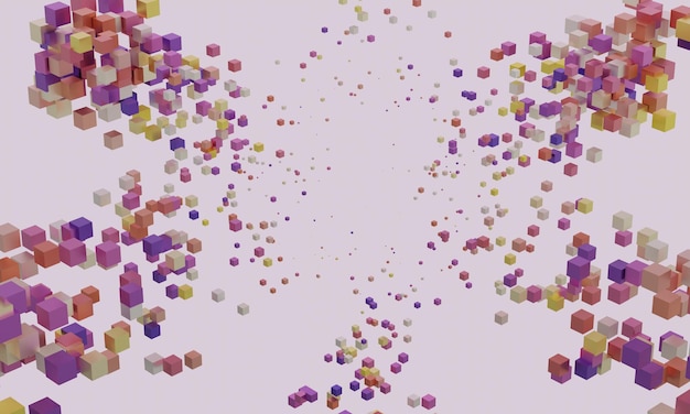 3D рендеринг абстрактного случайного цвета фона современные геометрические кубические обои