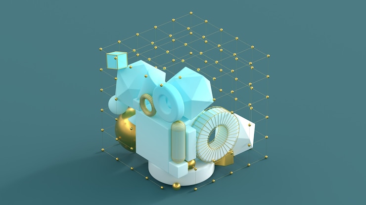 Photo 3d render abstract shapes set graphic design