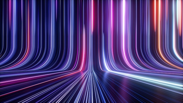 3d render abstract simple neon background