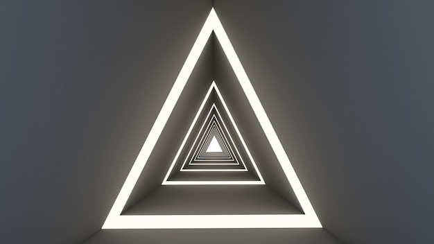 3d render of abstract triangle shape in tunnel background