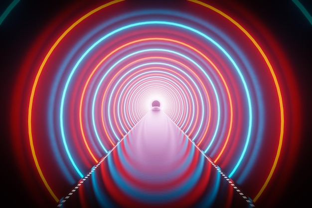 3D render Abstract tunnel Lights neon