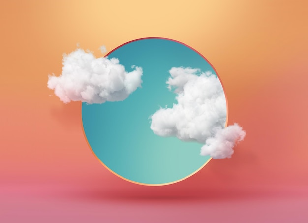3D アブストラクト ウォールペーパー 青い空と白い雲