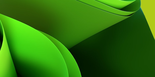 3D render  abstract wallpaper wave effect green color gradient