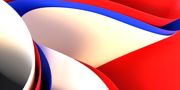 3D render abstract wallpaper wave effect red, blue white colors