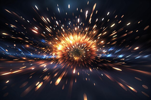 3d render of an abstract zoom effect background with exploding particles