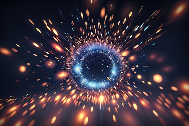 3d render of an abstract zoom effect background with exploding particles