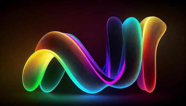 3D render abstracte achtergrond met kleurrijke neon generatieve AI