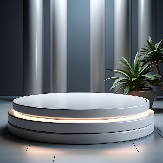 3D render abstracte achtergrond rond podium op de vloer Podium voor productshoot Minimale weergave